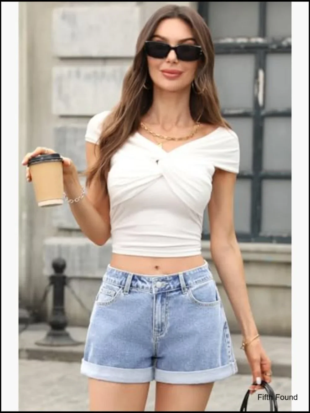 Low Rise Baggy Cuffed Denim Shorts with Pockets Loose Fit Jorts